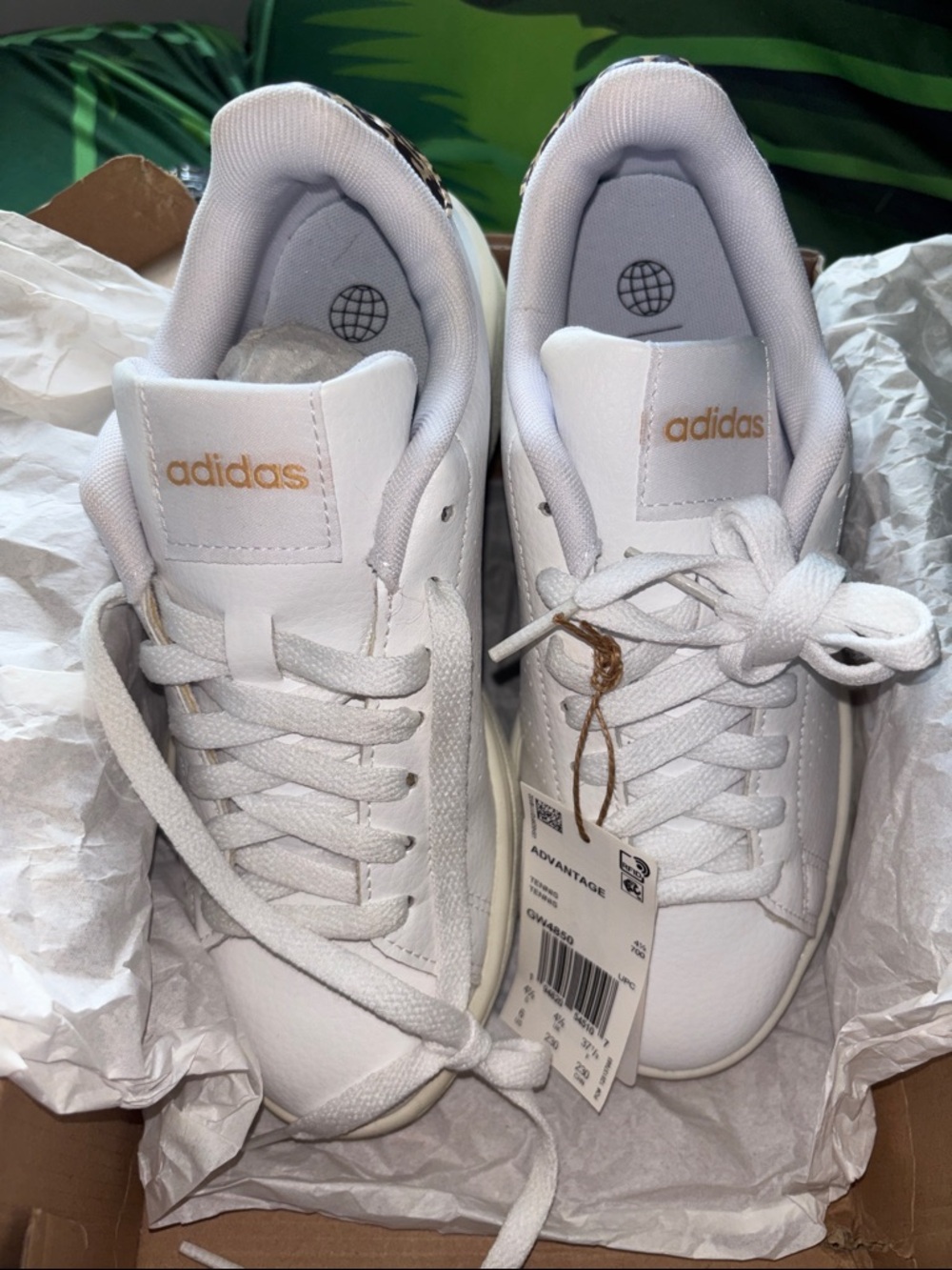 ADIDAS White Sneakers with Leopard Print Logo Accent - Picture 10 of 12